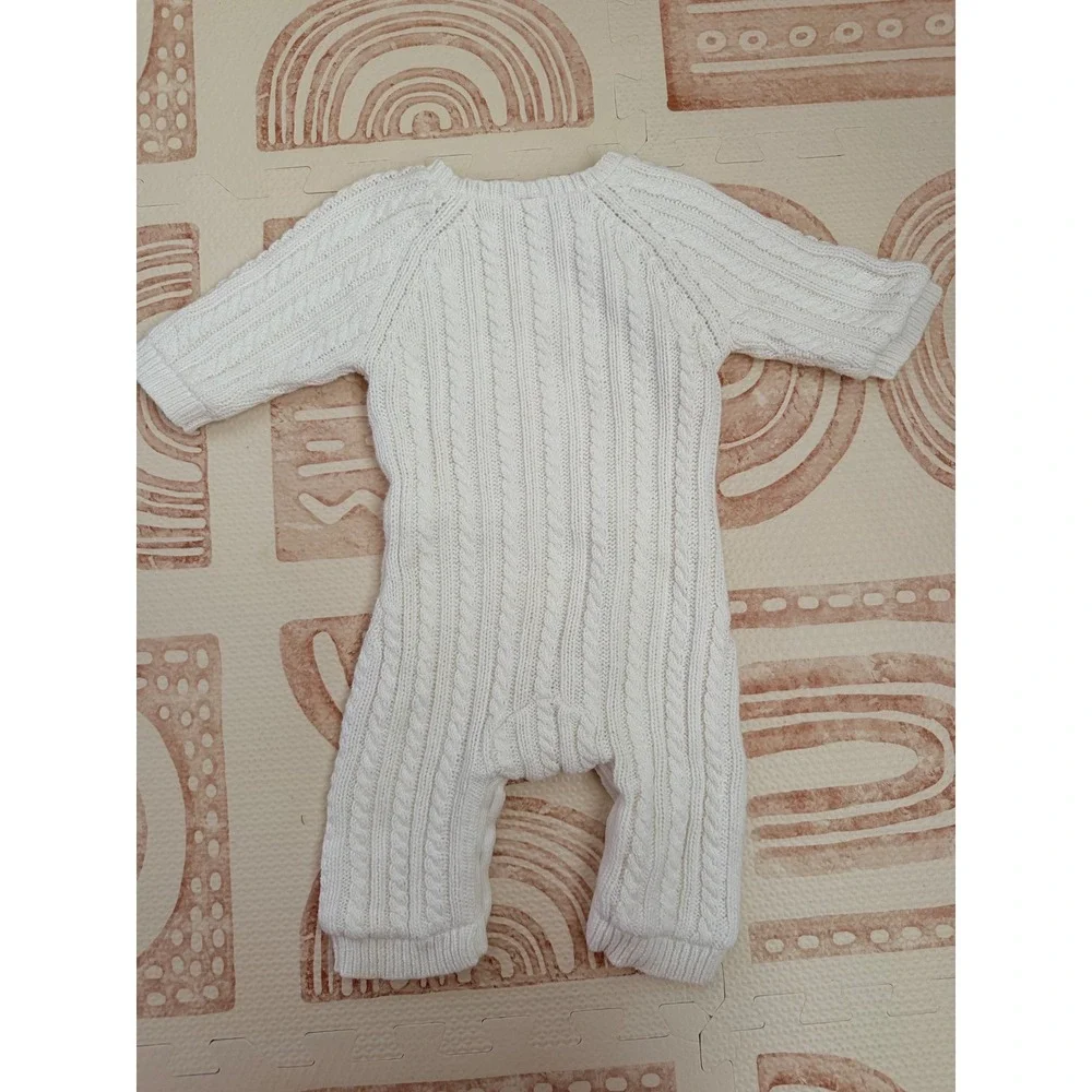 Baby Gap Cream White Cable Knit One Piece Romper 3-6 Months Cotton Bodysuit